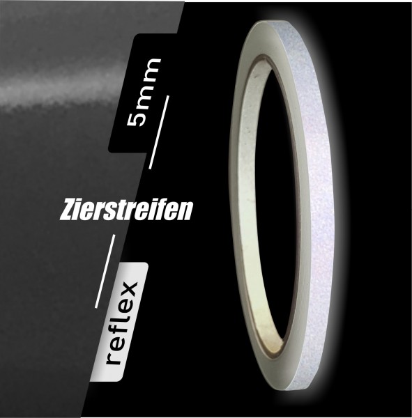 Zierstreifen reflektierend schwarz 5mm 10 m Länge für Auto Boot Klebeband Dekorstreifen Reflexstreifen Tuningstreifen Autofolie Siviwonder