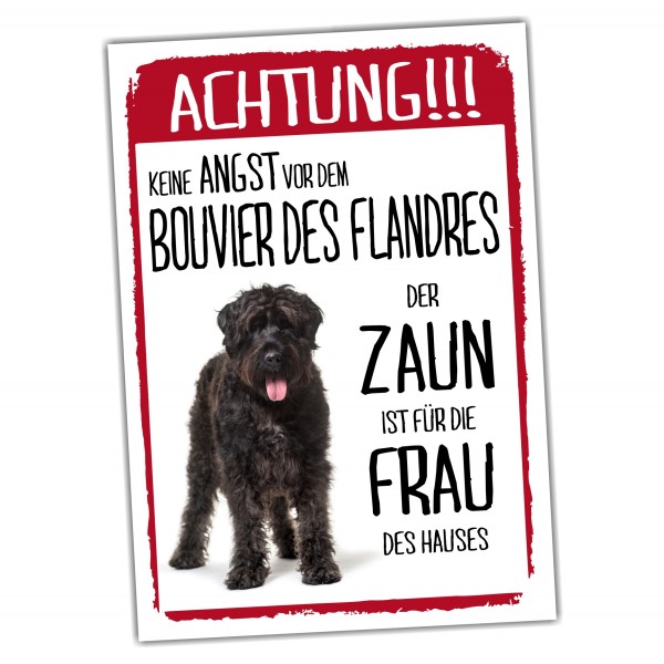 Bouvier Des Flandres Schild Achtung Zaun Frau Spruch Türschild Hundeschild Warnschild Fun