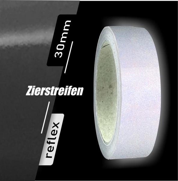 Zierstreifen reflektierend schwarz 30mm 10 m Länge für Auto Boot Klebeband Dekorstreifen Reflexstreifen Tuningstreifen Autofolie Siviwonder
