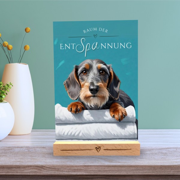 Hundeschild Deko Badezimmer Wellness Rauhaardackel Dackel Schild Spruch