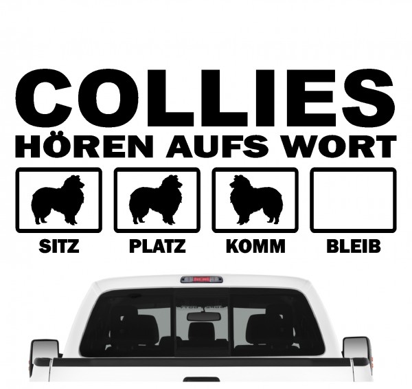 Collie Langhaar Langhaarcollie Lassie Schottischer Schäferhund Dog Hört aufs Wort Hunde Aufkleber Sticker Autoaufkleber