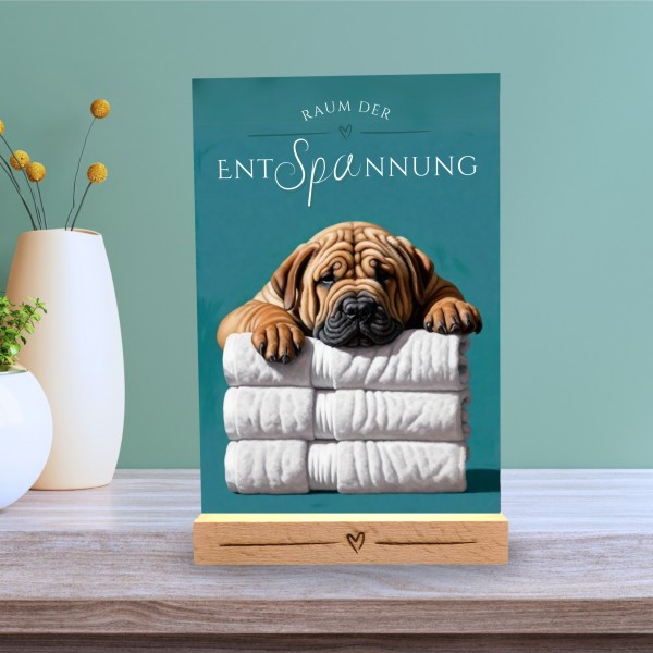 Hundeschild Deko Badezimmer Wellness Shar Pei Faltenhundd Schild Spruch
