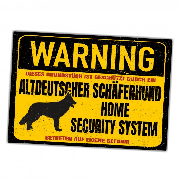 Altdeutscher Schäferhund Dog Schild Warning Security System Türschild