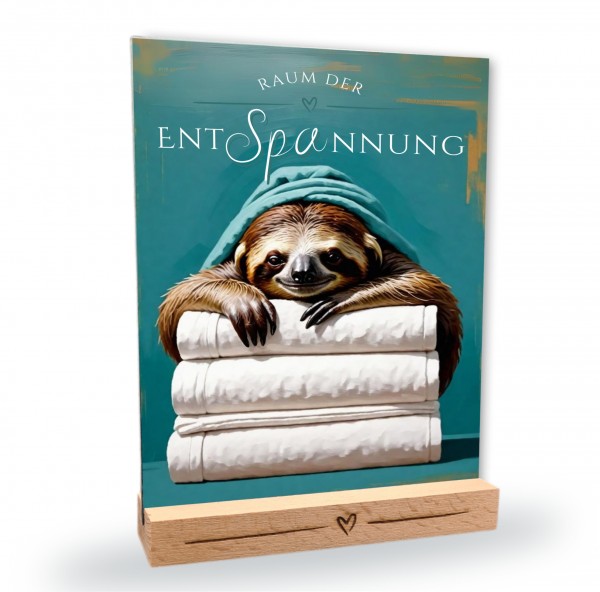 Faultier Schild Wellness Handtuch Entspannung Schild Spruch