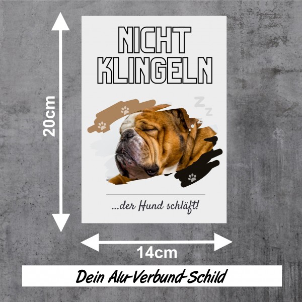 Englische Bulldogge Hund nicht klingeln schlafen Schild Dog Hund Spruch Türschild Hundeschild Wall Art Gefährte