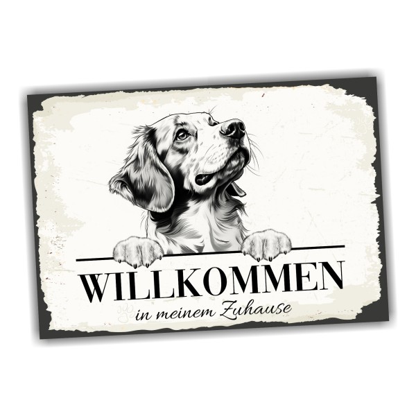 Hundeschild Willkommen Zuhause Epagneul Breton Schild Achtung Spruch
