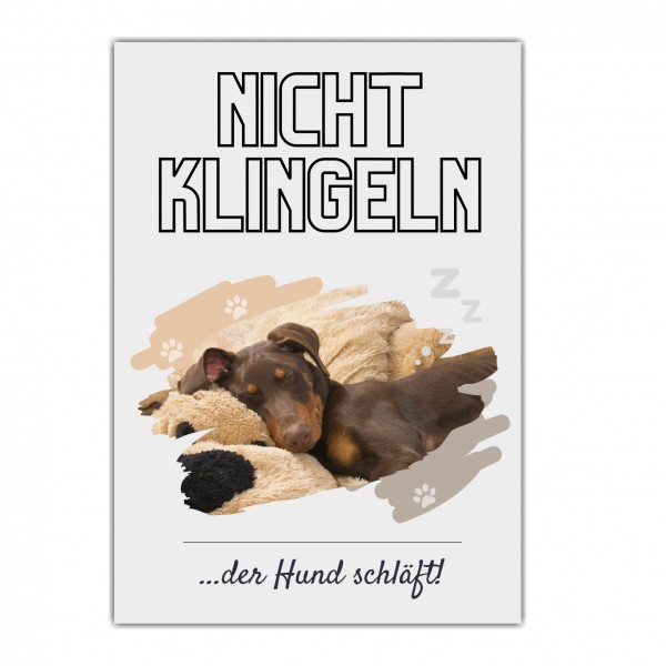 Dobermann Dobi Hund nicht klingeln schlafen Schild Dog Hund Spruch Türschild Hundeschild Wall Art Gefährte