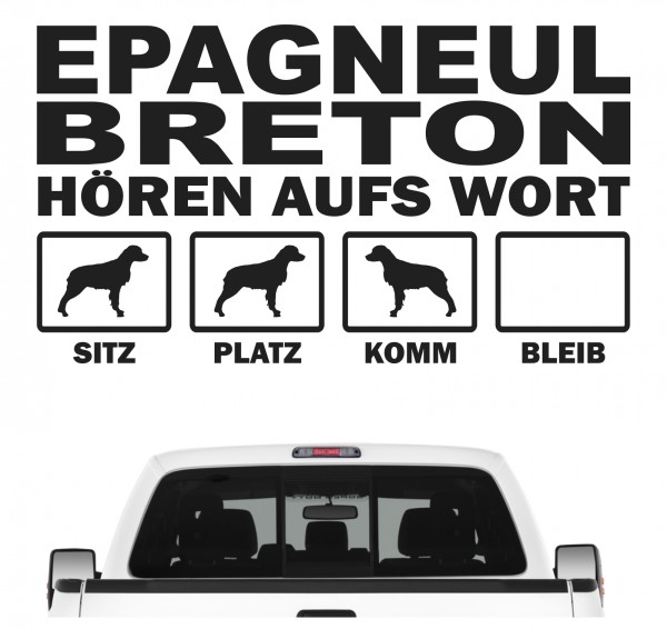 Epagneul Breton Brittany Spaniel Bretonischer Spaniel Hört aufs Wort Hunde Aufkleber Sticker Autoaufkleber Wandtattoo Tattoo