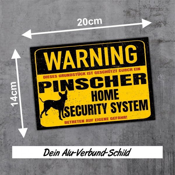 Schild Pinscher Zwergpinscher Warning Security System Türschild Hundeschild Warnschild Hund