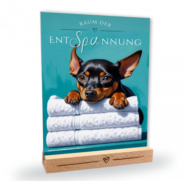 Hundeschild Deko Badezimmer Wellness Zwergpinscher Pinscher Schild Spruch