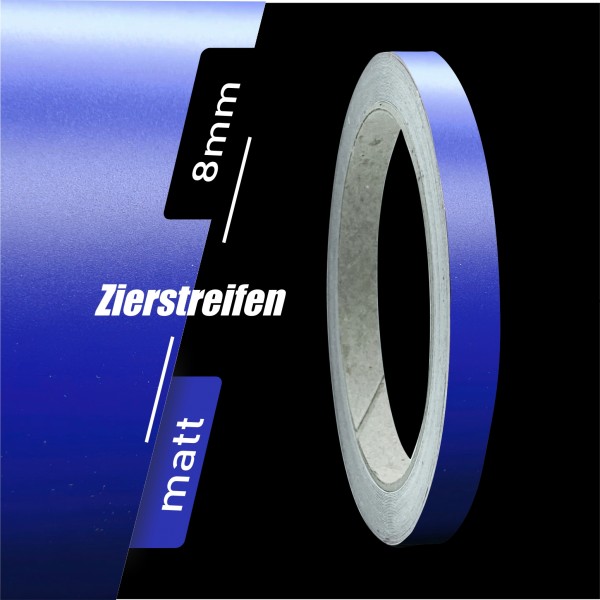 Zierstreifen Matt royalblau Königsblau royal blau 8mm in in 10 m Länge für Auto Boot Klebeband Dekorstreifen Tuningstreifen Autofolie Siviwonder