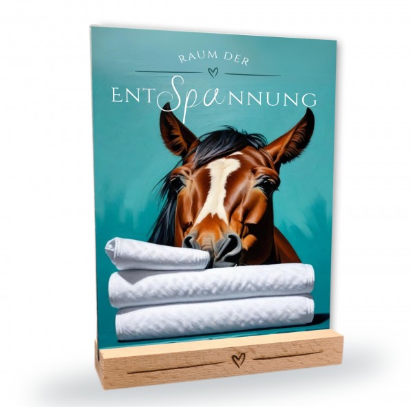 Pferd Schild Wellness Handtuch Entspannung Schild Spruch