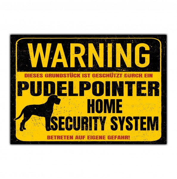 Schild Pudelpointer Warning Security System Türschild Hundeschild Warnschild Hund Pudel Pointer