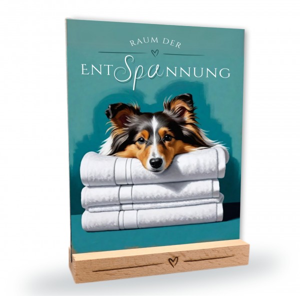 Hundeschild Deko Badezimmer Wellness Sheltie Shetland Sheepdog Schild Spruch