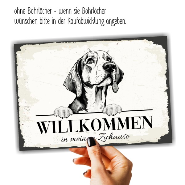Hundeschild Willkommen Zuhause Beagle Schild Achtung Zaun Frau Spruch Türschild Hundeschild Warnschild Design by Siviwonder