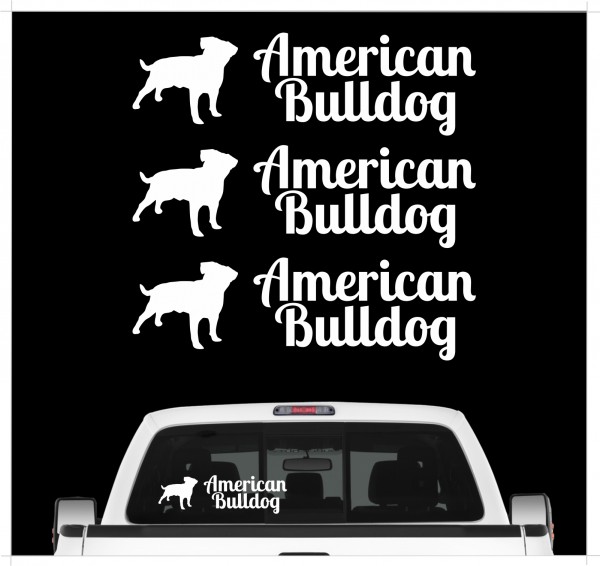 American Bulldog Amerikanische Bulldogge USA Old Country Bulldog Dog 3er Set AUTOAUFKLEBER Aufkleber Hunde Hundemotiv by SIVIWONDER