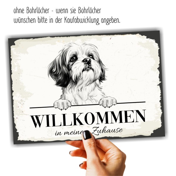 Hundeschild Willkommen Zuhause Shih Tzu Tibet Schild Achtung Spruch