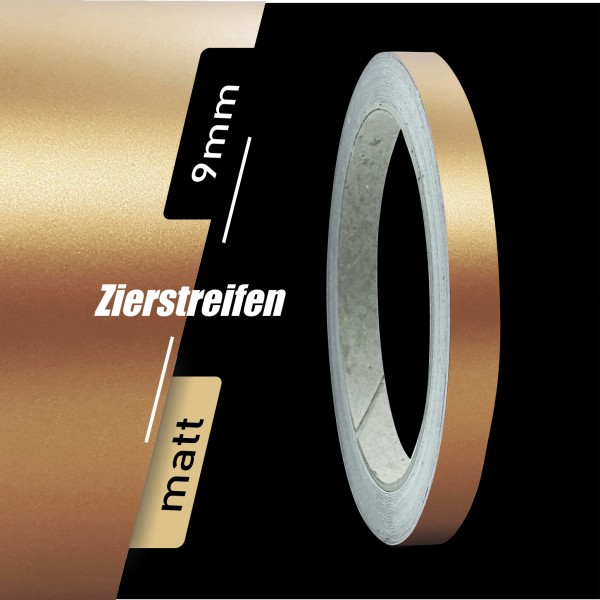 Zierstreifen Matt kupfer metallic 9mm in in 10 m Länge für Auto Boot Klebeband Dekorstreifen Tuningstreifen Autofolie Siviwonder