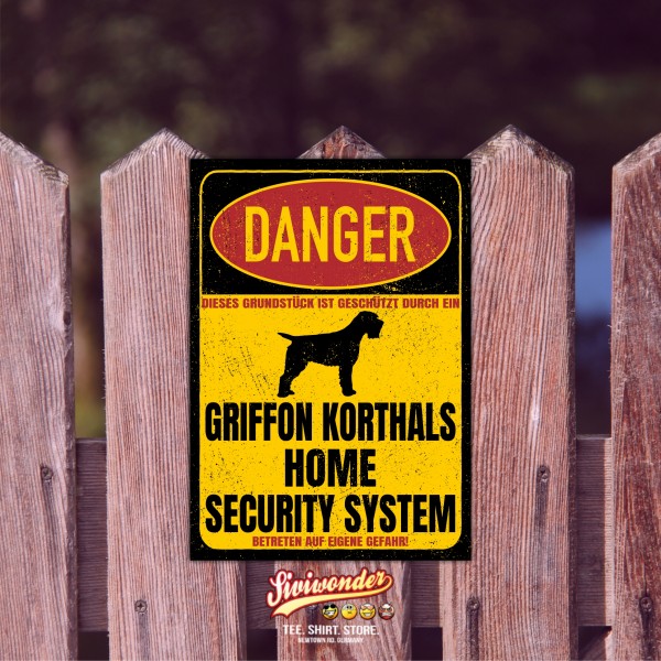 Korthals griffon Dog Türschild Danger Security System Warnschild Hund Schilder Hundeschild