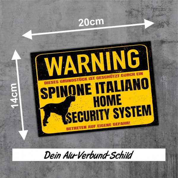 Schild Spinone Italiano Warning Security System Türschild Hundeschild Warnschild Hund Italien