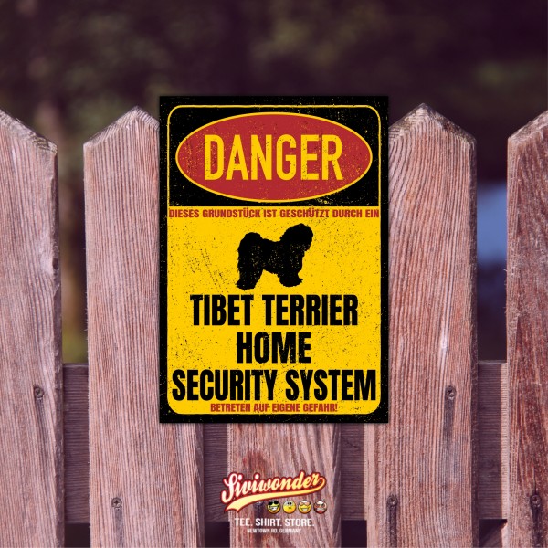 Tibet Terrier Türschild Danger Security System Warnschild Hund Schilder Hundeschild