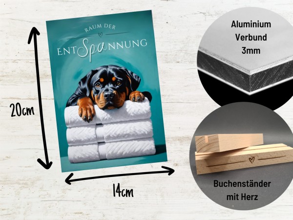 Hundeschild Deko Badezimmer Wellness Rottweiler Rottie Schild Spruch