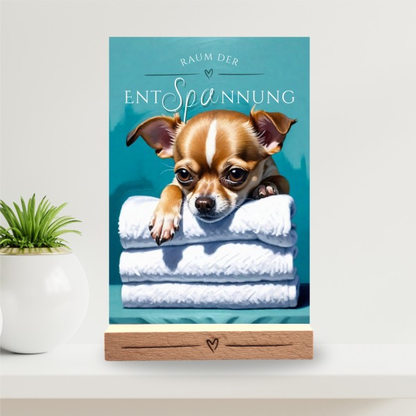 Hundeschild Deko Badezimmer Wellness Chihuahua Chi Schild Spruch