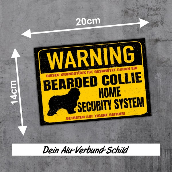 Bearded Collie Beardie Dog Schild Warning Security System Türschild Hundeschild Warnschild