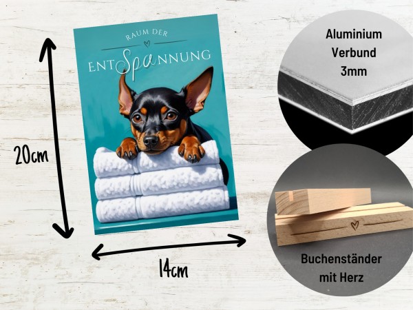 Hundeschild Deko Badezimmer Wellness Zwergpinscher Pinscher Schild Spruch