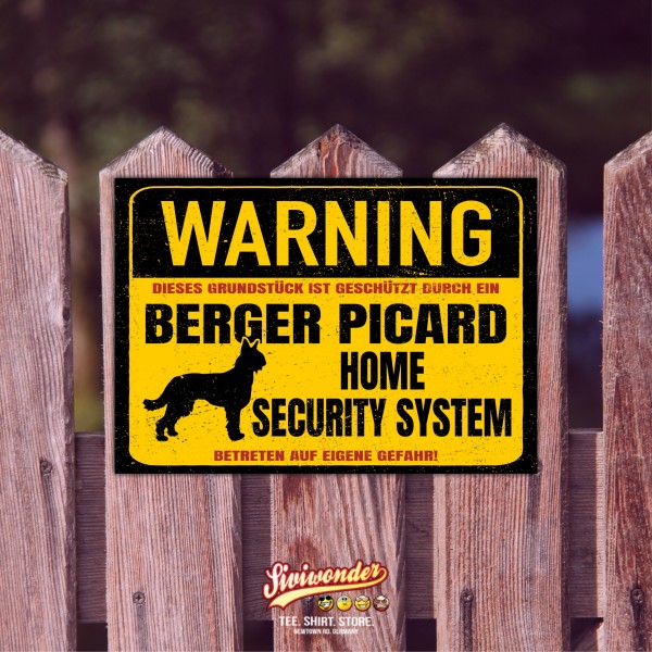 Berger Picard de Picardie Dog Schild Warning Security System Türschild Hundeschild Warnschild