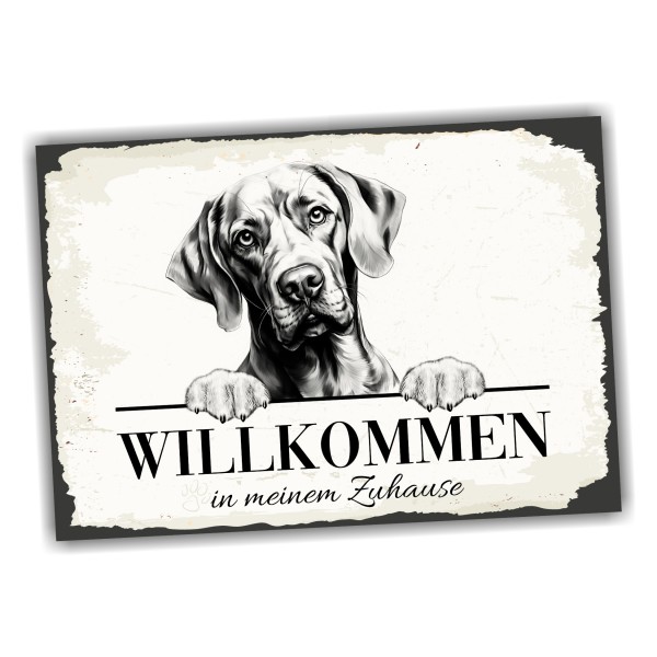 Hundeschild Willkommen Zuhause Weimaraner Weim Schild Achtung Spruch