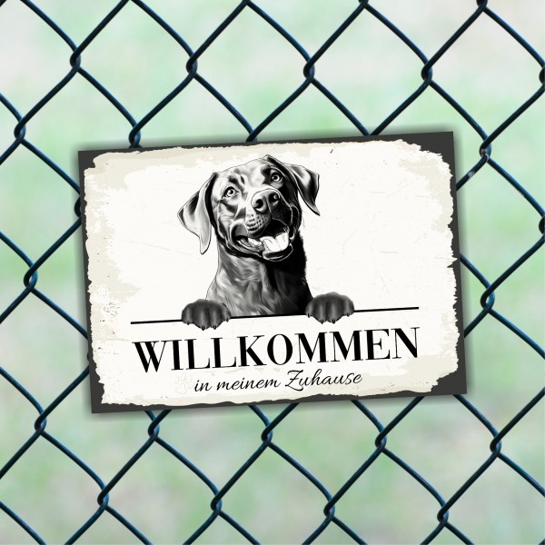Hundeschild Willkommen Zuhause Labrador Labby Schild Achtung Spruch