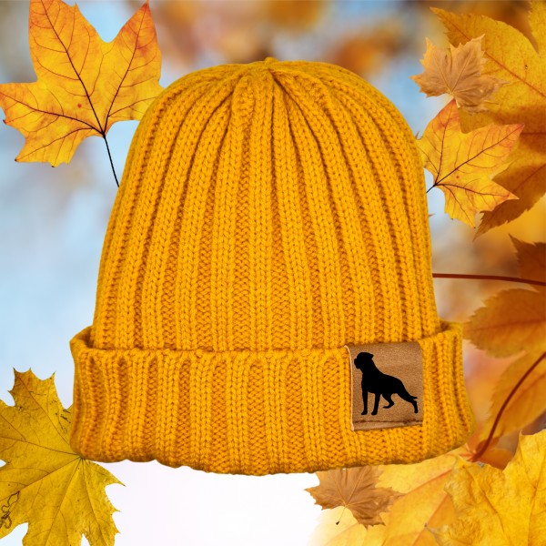Strickmütze "Rottweiler Rottie" Beanie Mütze Urban Witzig Spruch Warm Winter Herbst Farben