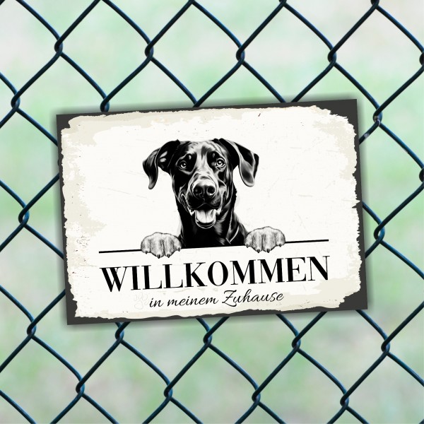 Hundeschild Willkommen Zuhause Dobermann Dobi Schild Achtung Spruch