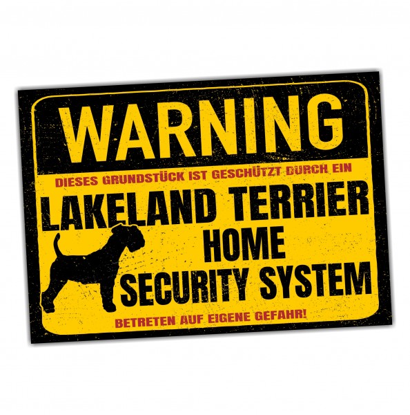 Lakeland Terrier Schild Warning Security System Türschild Hundeschild Warnschild Hund