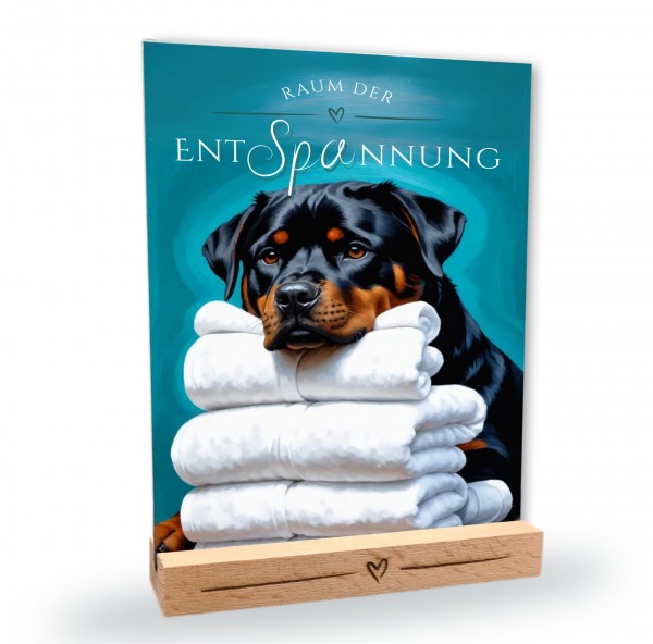 Hundeschild Deko Badezimmer Wellness Rottweiler Rottie Schild Spruch
