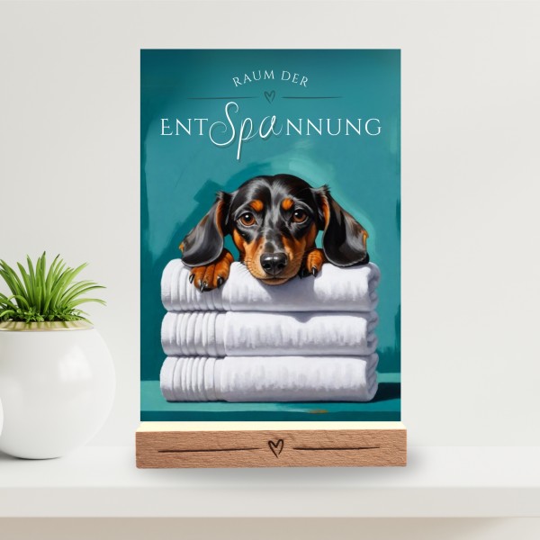 Hundeschild Deko Badezimmer Wellness Dackel Teckel Schild Spruch