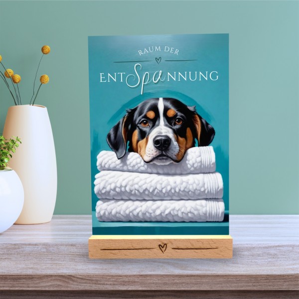 Hundeschild Deko Badezimmer Wellness Großer Schweizer Sennenhund Schild Spruch