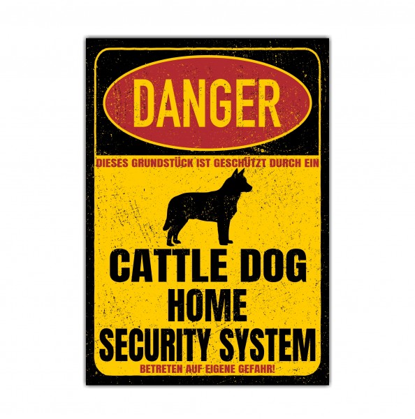 Australian Cattle Dog ACD Blue Heeler Red Heeler Queensland Heeler Australischer Treibhund Dog Türschild Danger Security System Warnschild Hund Schilder Hundeschild happy Design by Siviwonder