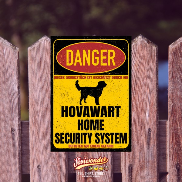 Hovawart Hovi Working hovewart Dog Türschild Danger Security System Warnschild Hund Schilder Hundeschild happy Design by Siviwonder