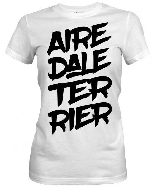 Damen women woman shirt T stylish baumwolle tailiert hundemotiv rasse schrift