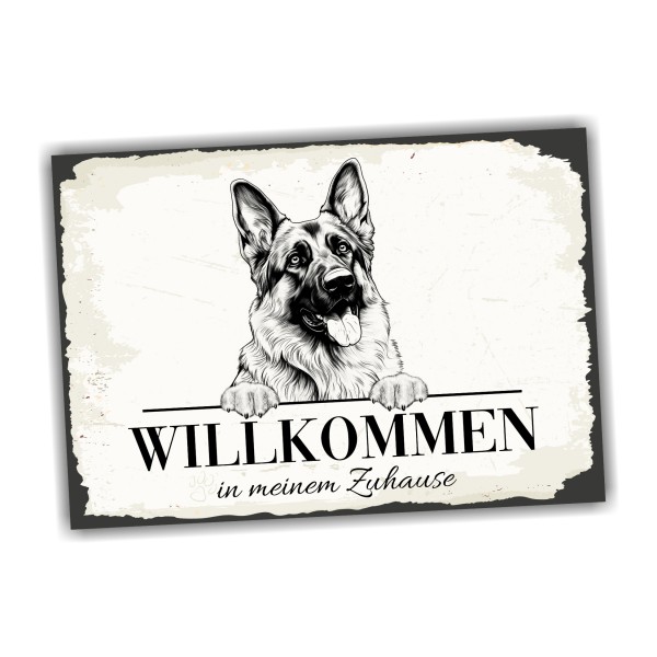 Hundeschild Willkommen Zuhause Deutscher Schäferhund Schild Achtung Spruch
