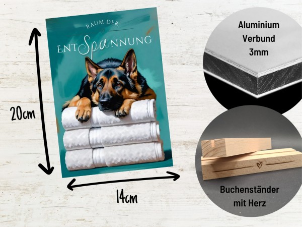 Hundeschild Deko Badezimmer Wellness Deutscher Schäferhund Schild Spruch