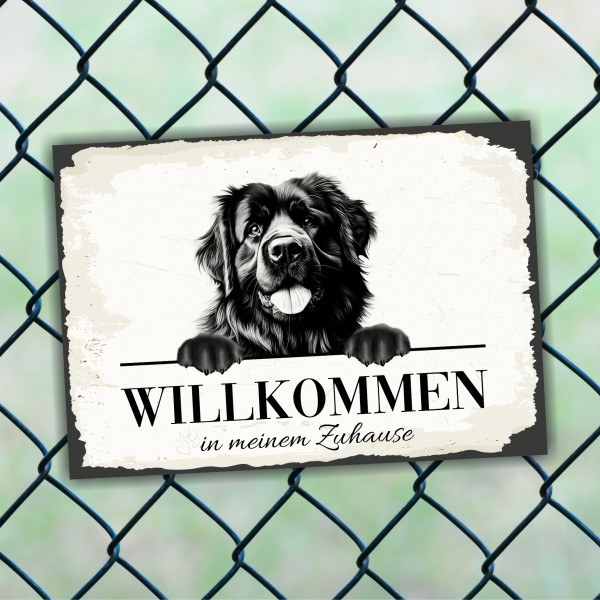Hundeschild Willkommen Zuhause Neufundländer NeufiSchild Achtung Spruch