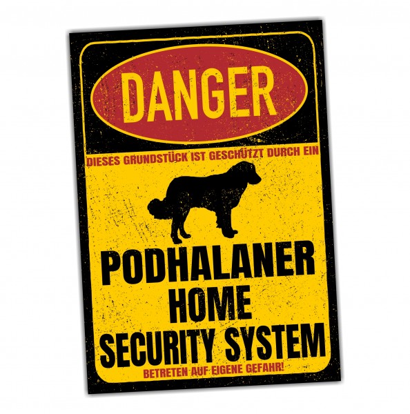 Podhalaner Polski Owczarek Podhalanski Türschild Danger Security System Warnschild Hund Schilder Hundeschild