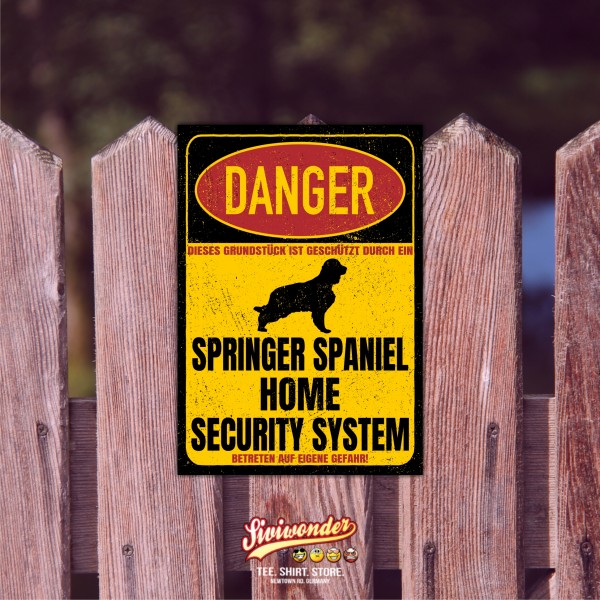 Springer Spaniel Türschild Danger Security System Warnschild Hund Schilder Hundeschild