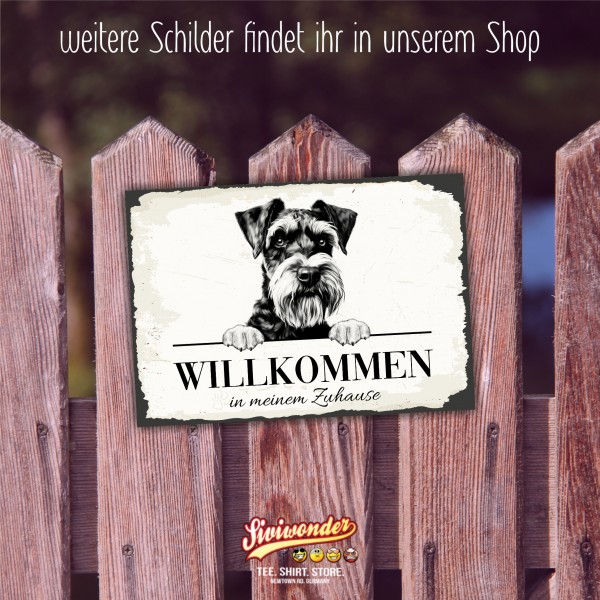 Hundeschild Willkommen Zuhause Schnauzer Schild Achtung Spruch