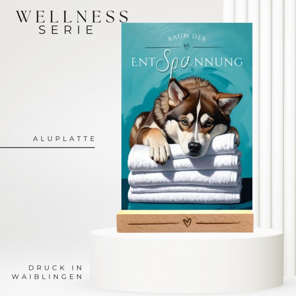 Hundeschild Deko Badezimmer Wellness Husky Siberian Schild Spruch