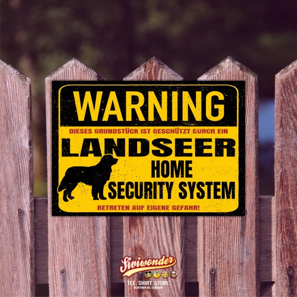 Landseer Schild Warning Security System Türschild Hundeschild Warnschild Hund Vorsicht