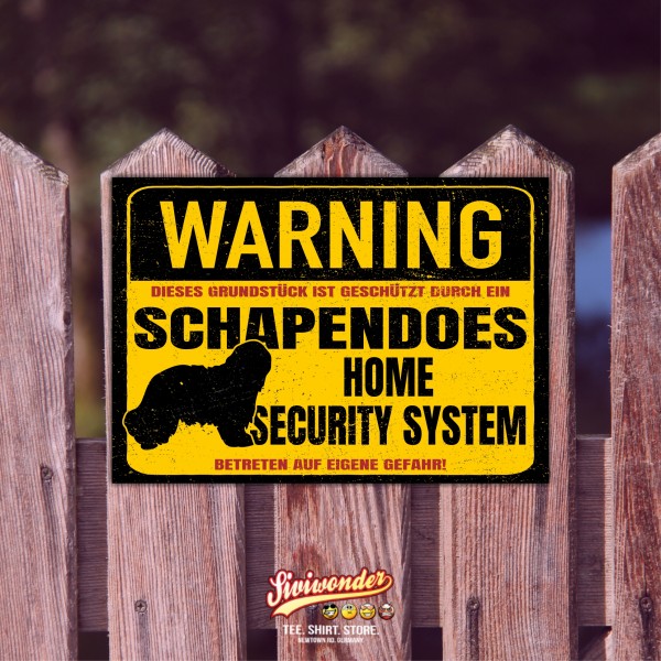 Schild Schapendoes Schapen Warning Security System Türschild Hundeschild Warnschild Hund